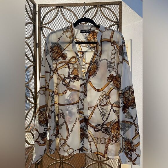 EUC- Bloom Chic Chain Print Blouse Sz 2XL - Picture 1 of 3
